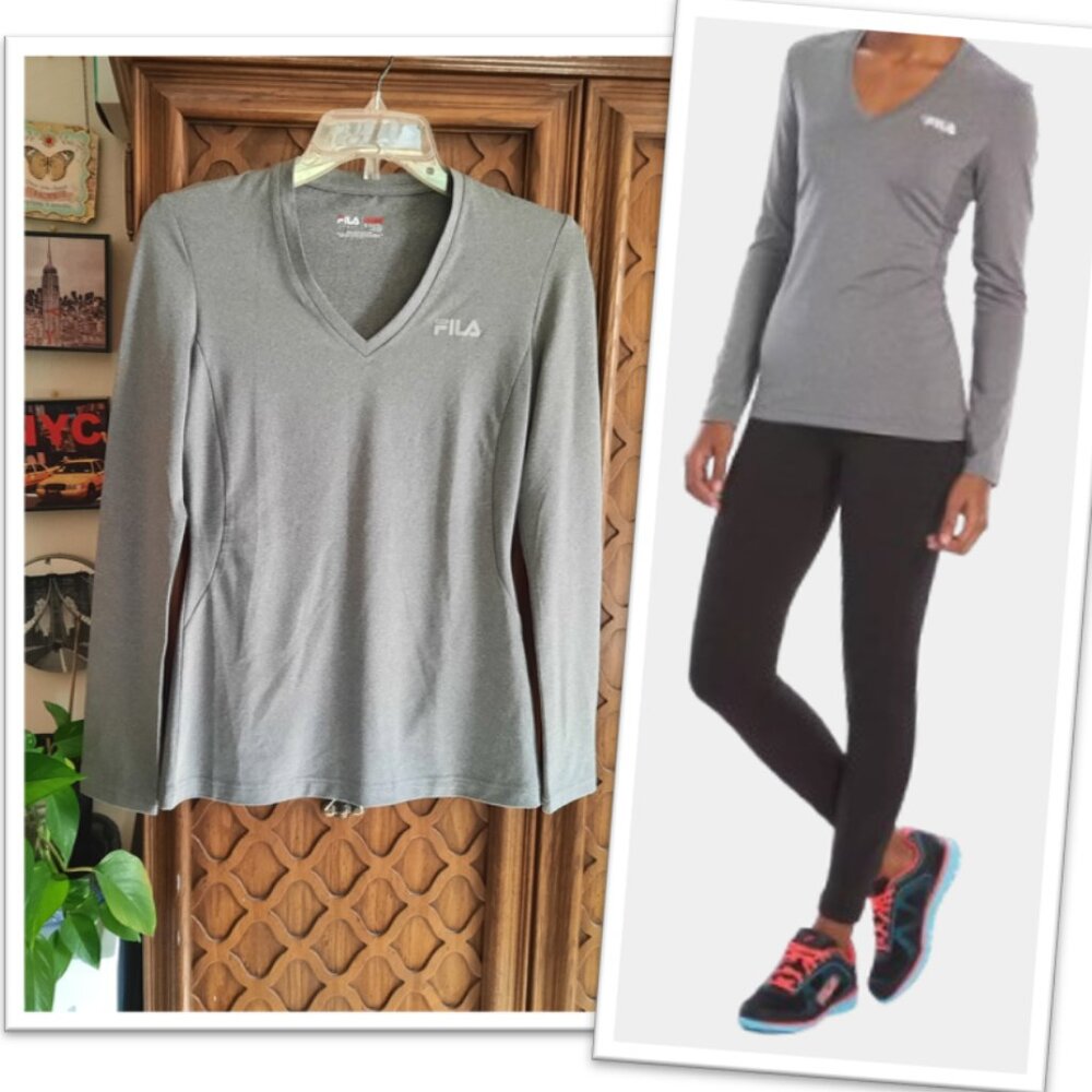 FILA SPORT® Basic Workout Long Sleeve Tee -  Gray Heather, Size S, NWOT!